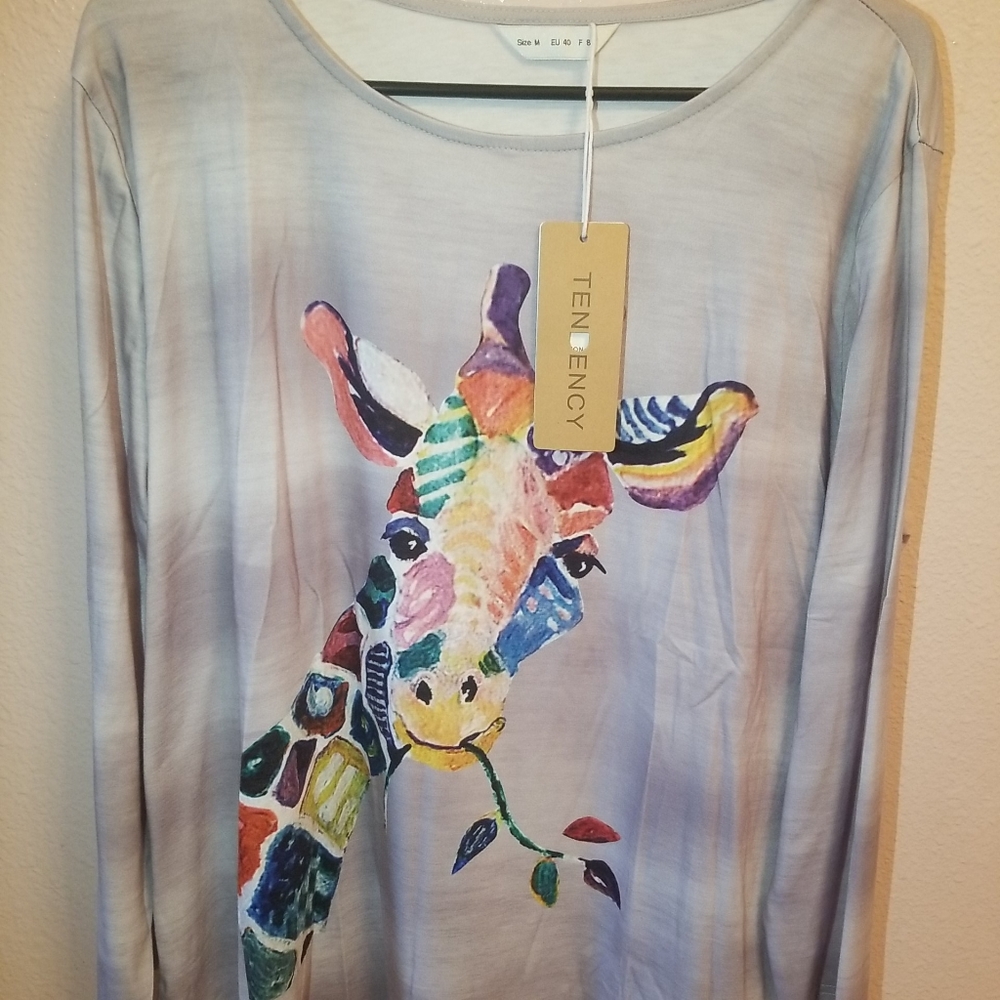 Tendency Womens Size Medium Giffafe Long  Sleeves Colorful Flowing New W…
